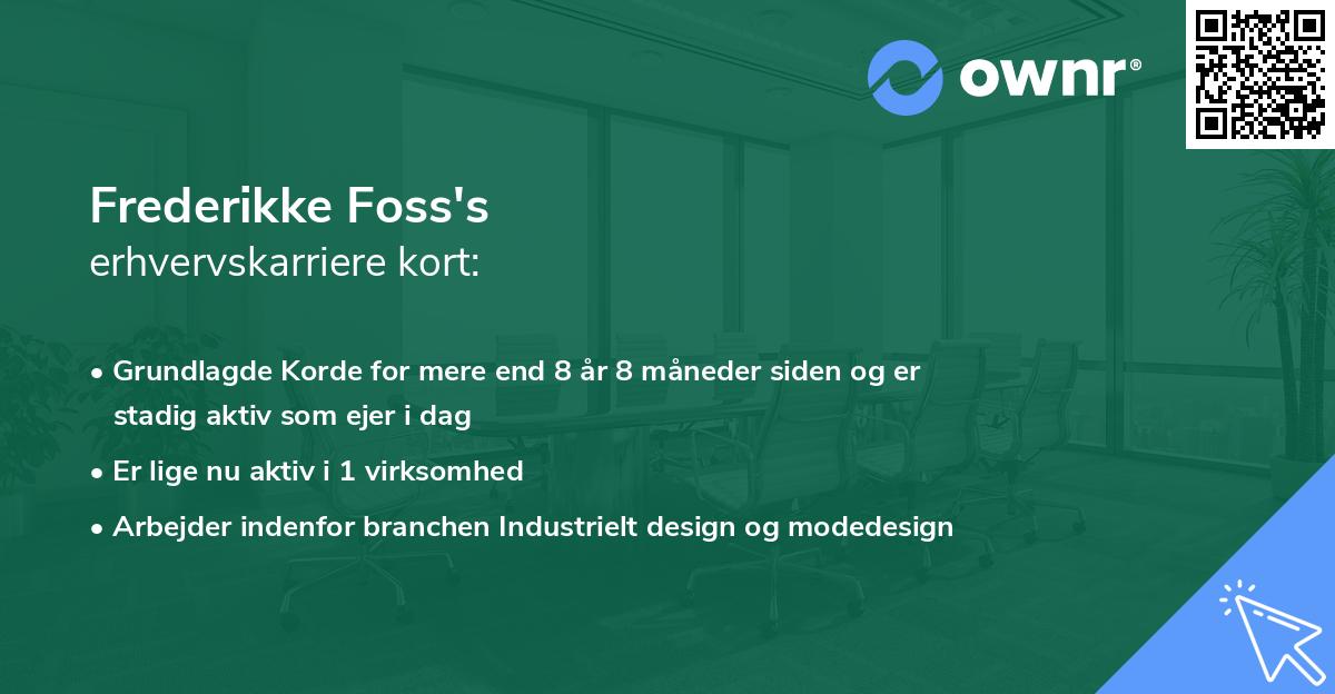 Frederikke Foss's erhvervskarriere kort