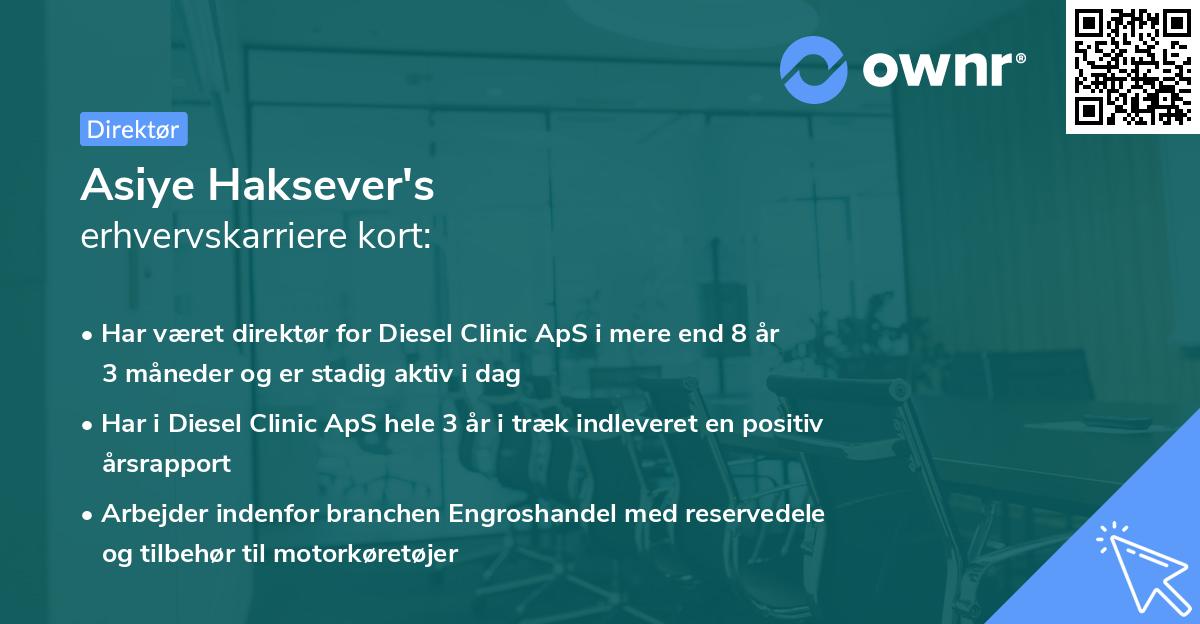 Asiye Haksever's erhvervskarriere kort