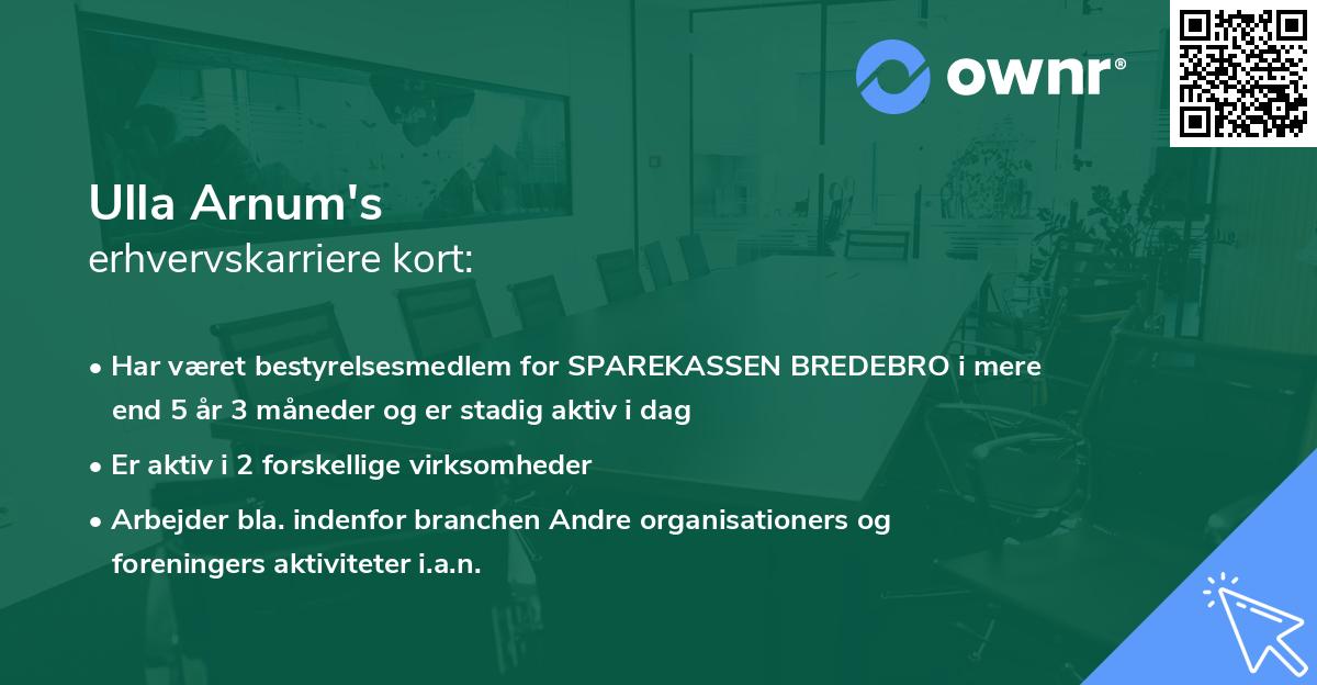 Ulla Arnum's erhvervskarriere kort