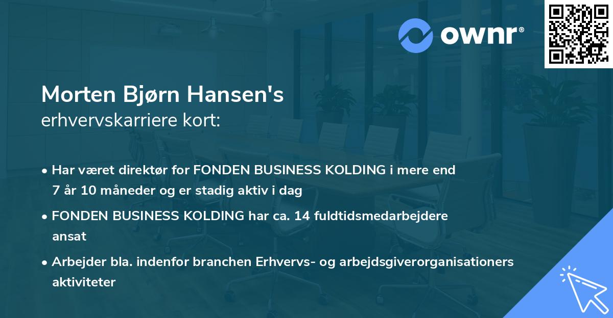 Morten Bjørn Hansen's erhvervskarriere kort