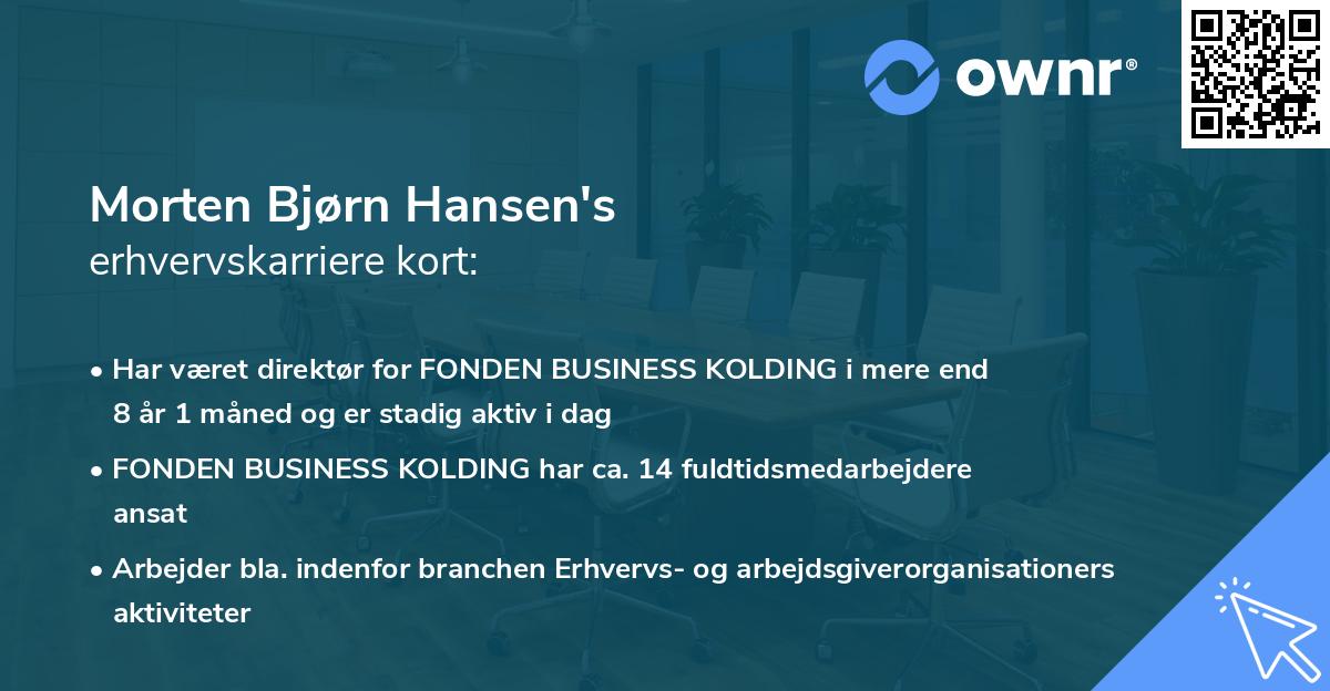 Morten Bjørn Hansen's erhvervskarriere kort