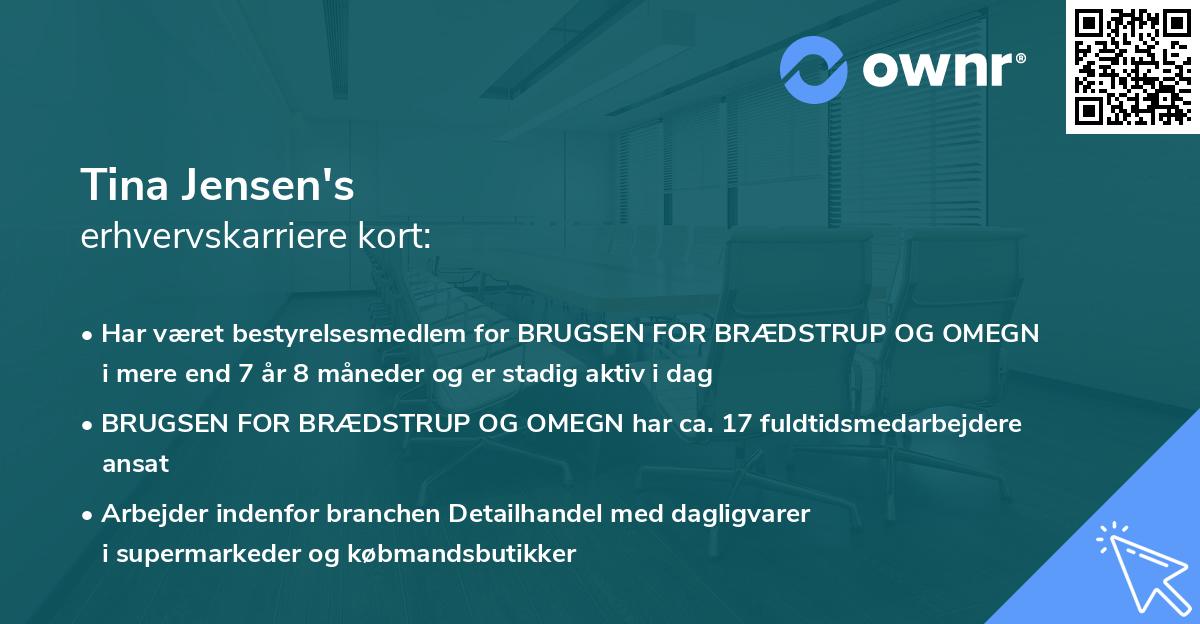 Tina Jensen's erhvervskarriere kort