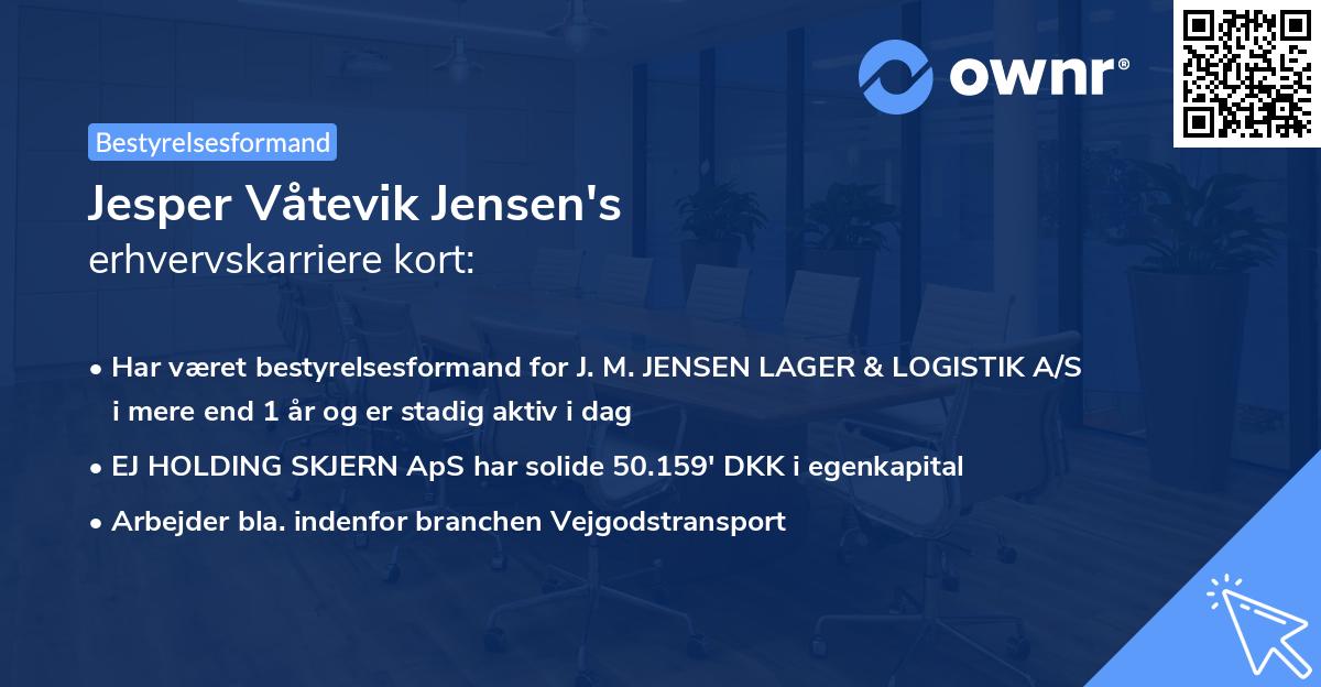 Jesper Våtevik Jensen's erhvervskarriere kort