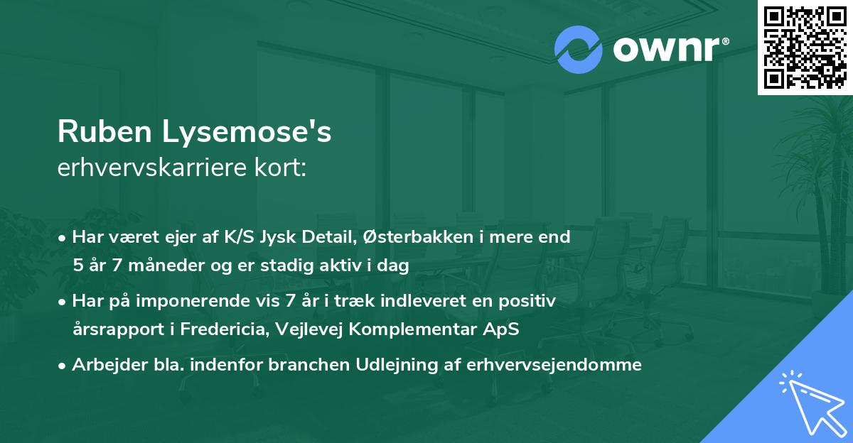 Ruben Lysemose's erhvervskarriere kort