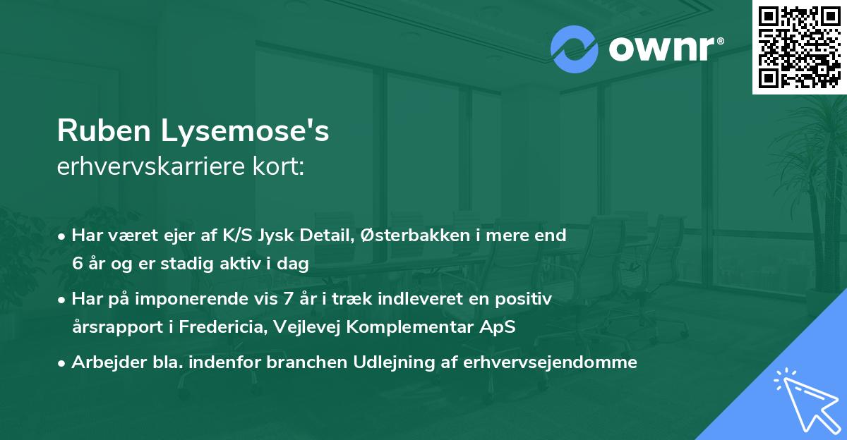 Ruben Lysemose's erhvervskarriere kort