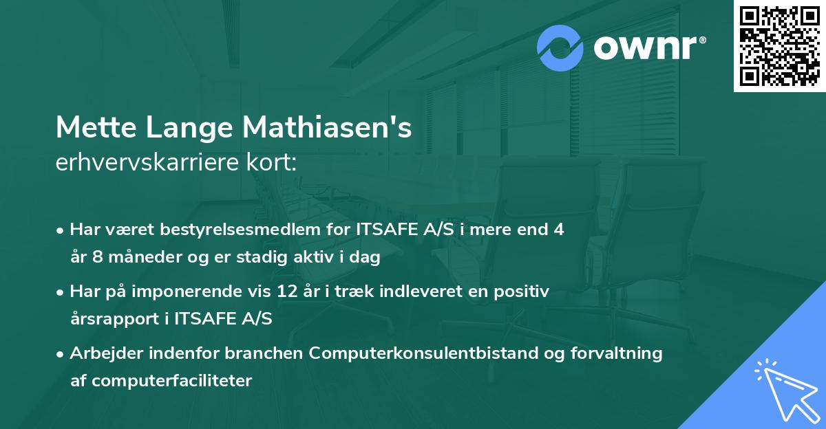 Mette Lange Mathiasen's erhvervskarriere kort