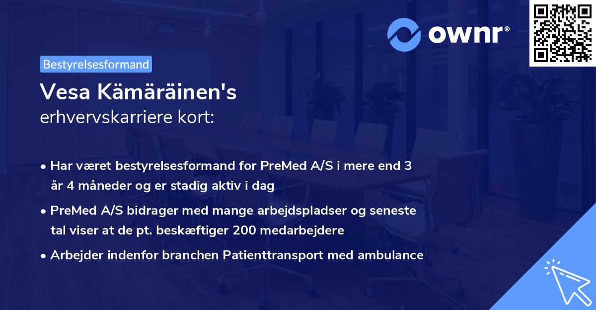 Vesa Kämäräinen's erhvervskarriere kort