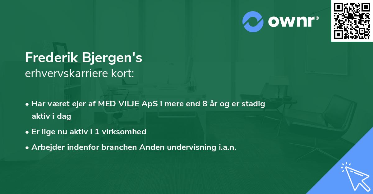 Frederik Bjergen's erhvervskarriere kort