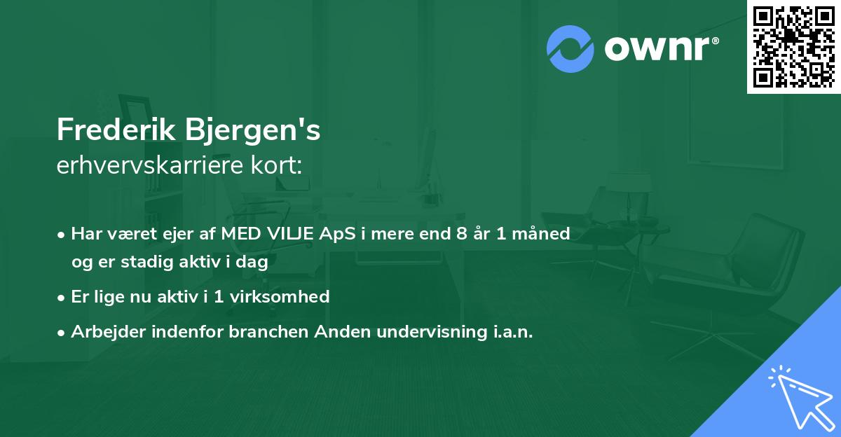Frederik Bjergen's erhvervskarriere kort