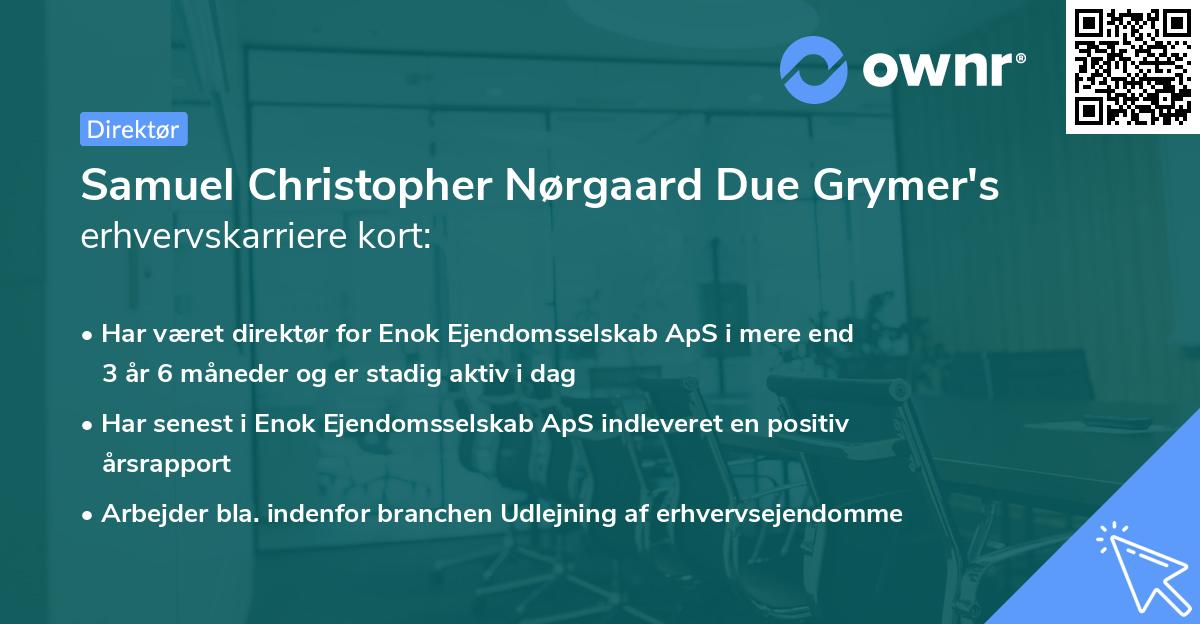 Samuel Christopher Nørgaard Due Grymer's erhvervskarriere kort