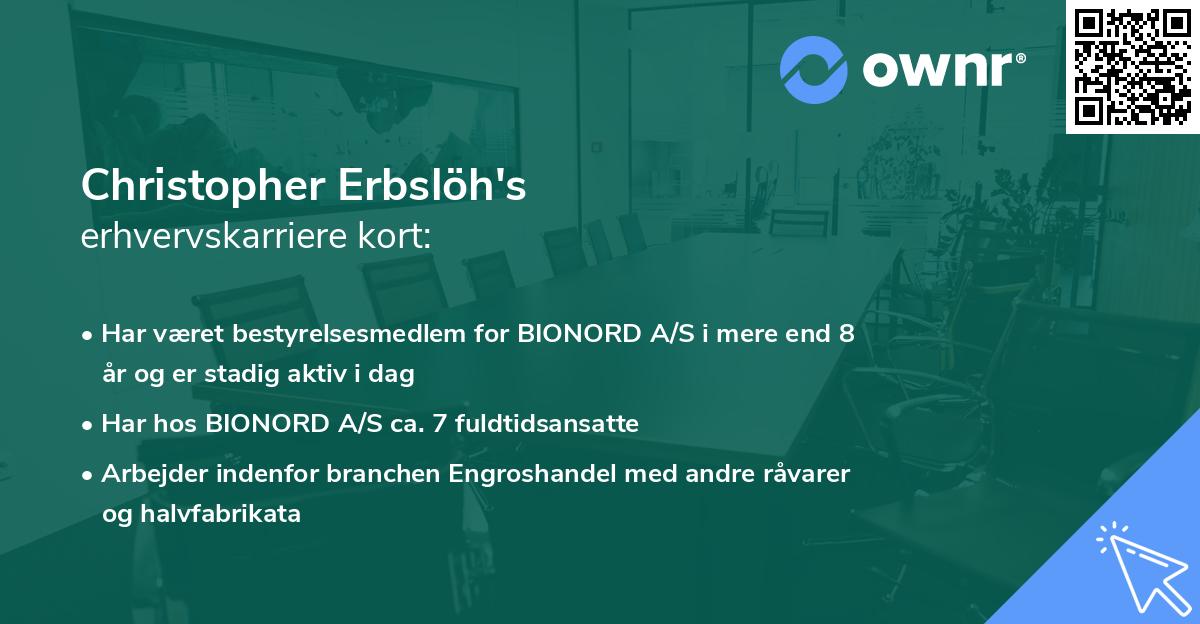 Christopher Erbslöh's erhvervskarriere kort