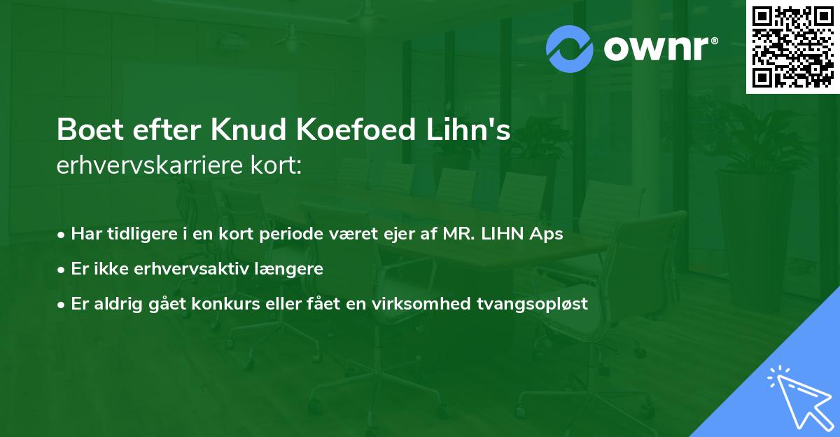 Boet efter Knud Koefoed Lihn's erhvervskarriere kort