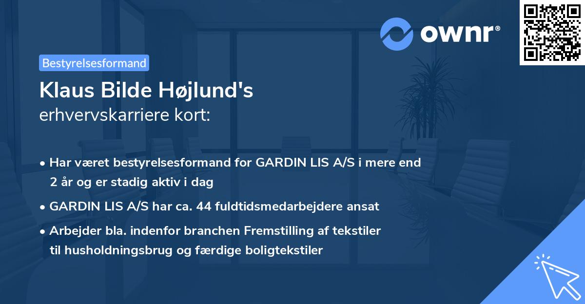 Klaus Bilde Højlund's erhvervskarriere kort