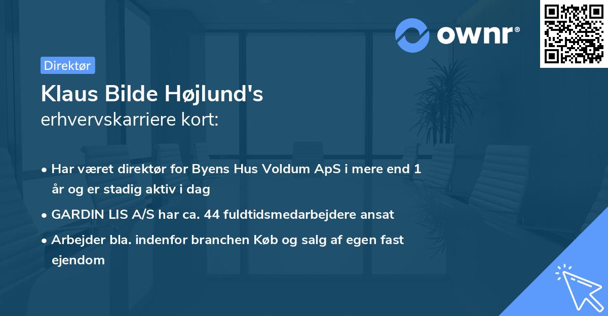 Klaus Bilde Højlund's erhvervskarriere kort