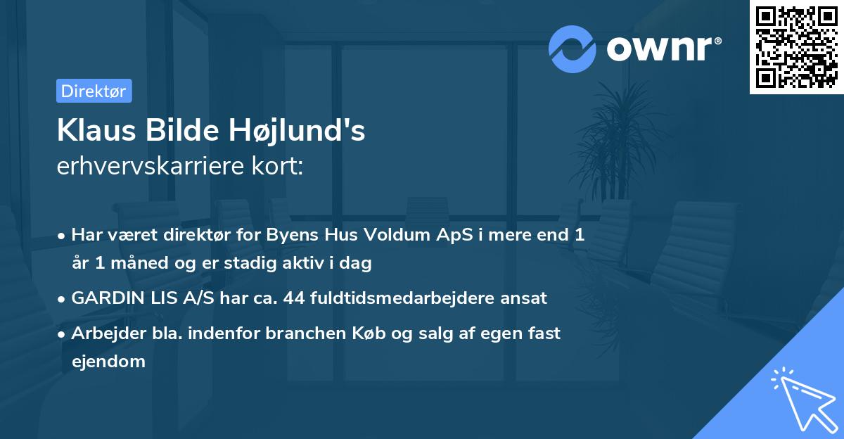 Klaus Bilde Højlund's erhvervskarriere kort