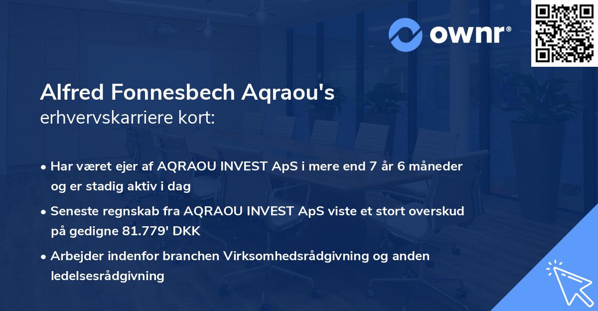 Alfred Fonnesbech Aqraou's erhvervskarriere kort