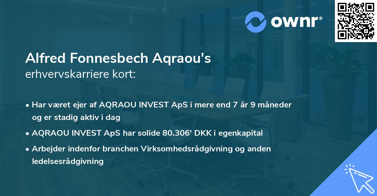 Alfred Fonnesbech Aqraou's erhvervskarriere kort