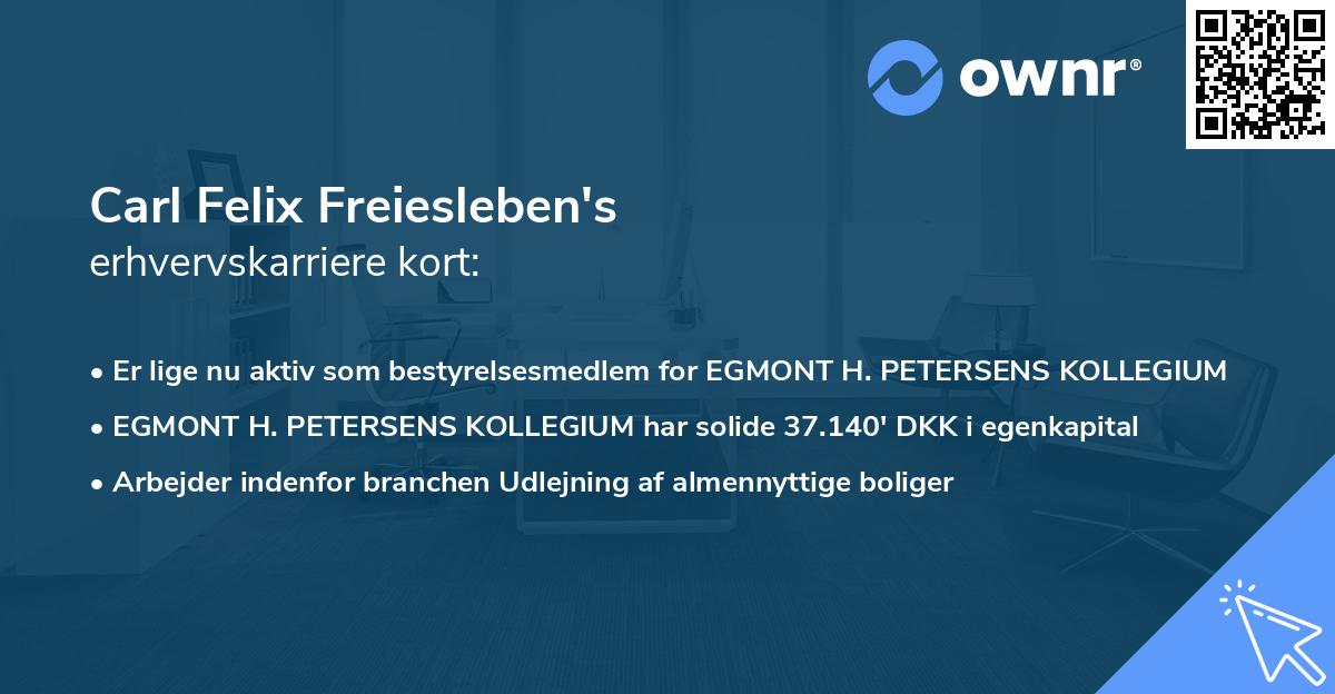 Carl Felix Freiesleben's erhvervskarriere kort