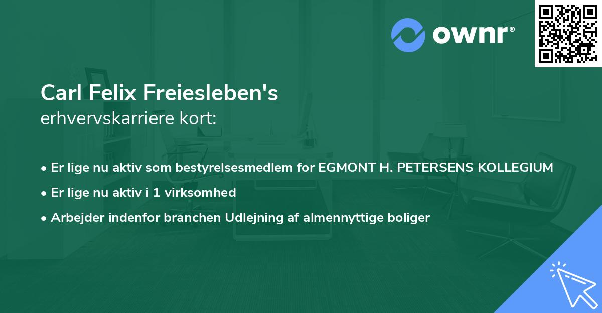 Carl Felix Freiesleben's erhvervskarriere kort
