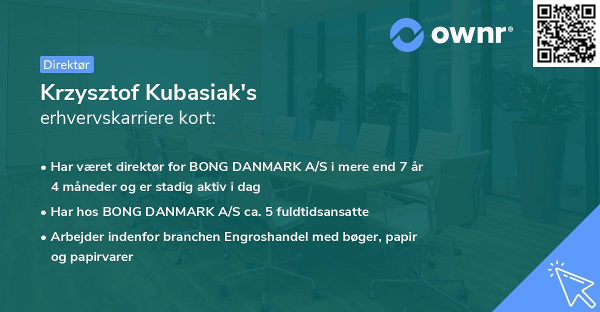 Krzysztof Kubasiak's erhvervskarriere kort
