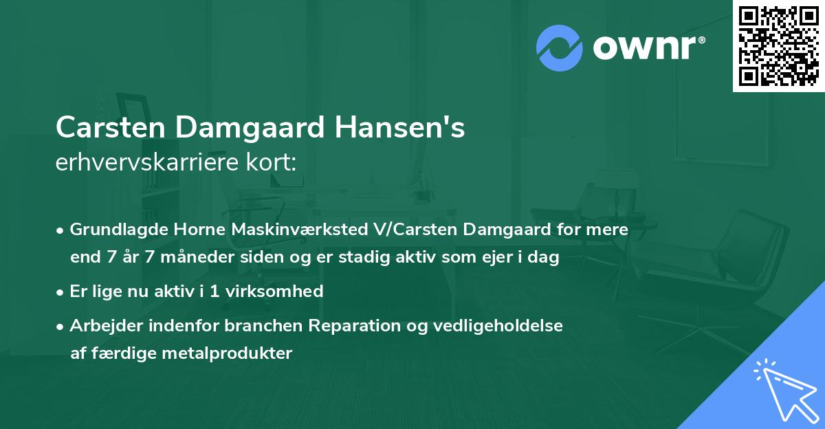 Carsten Damgaard Hansen's erhvervskarriere kort