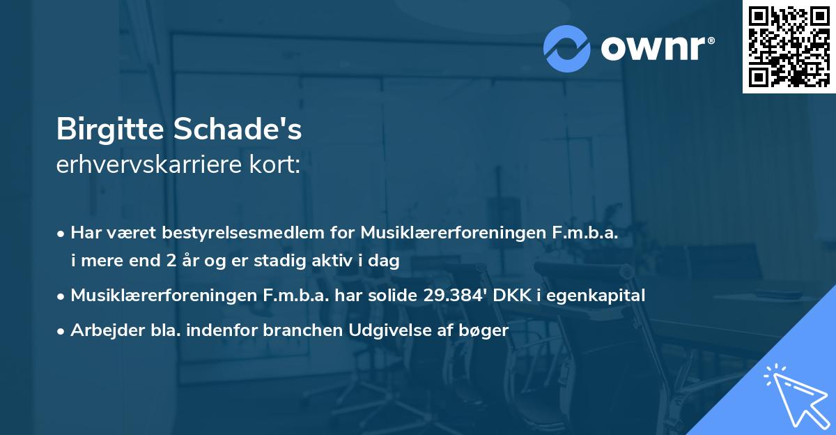 Birgitte Schade's erhvervskarriere kort