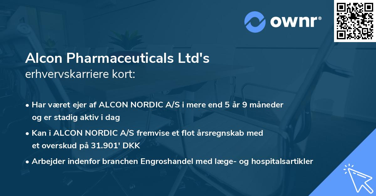 Alcon Pharmaceuticals Ltd's erhvervskarriere kort