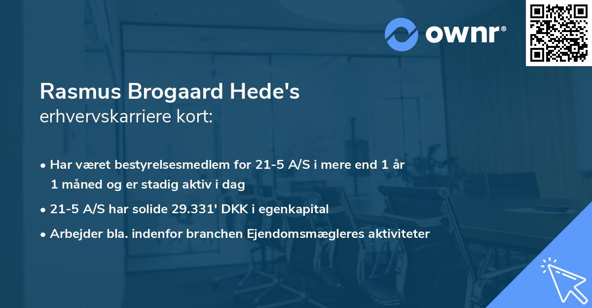 Rasmus Brogaard Hede's erhvervskarriere kort