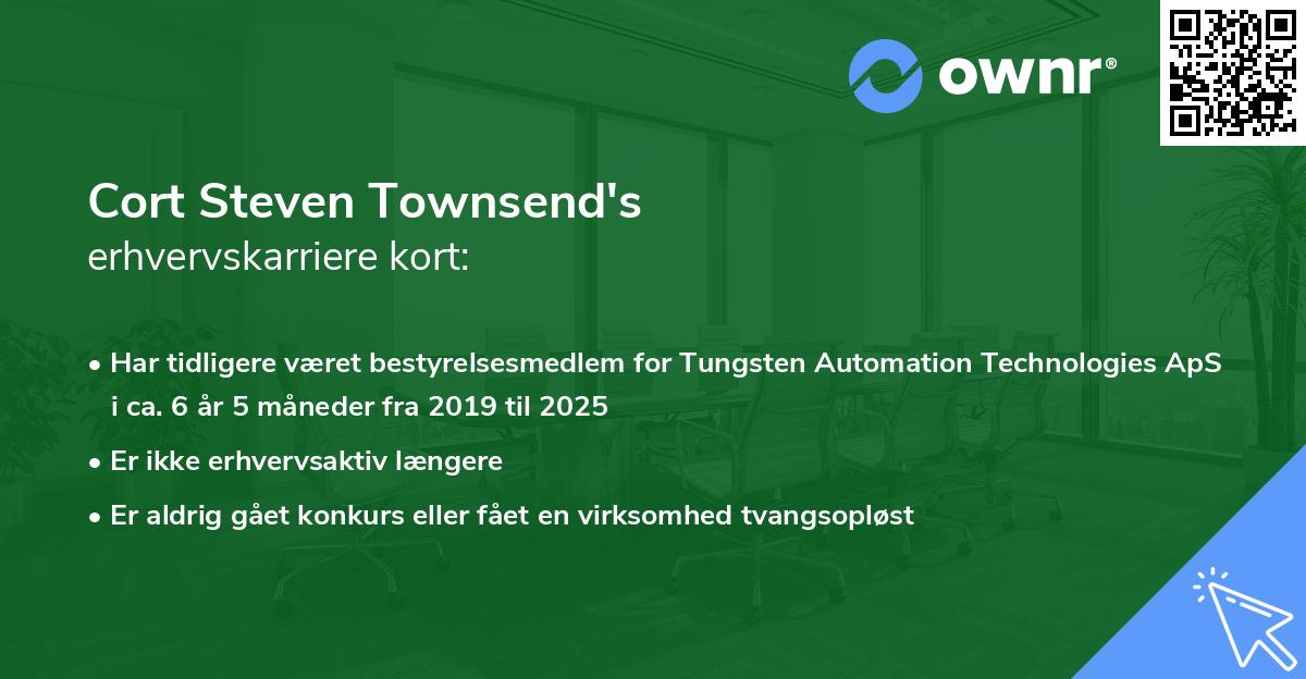 Cort Steven Townsend's erhvervskarriere kort