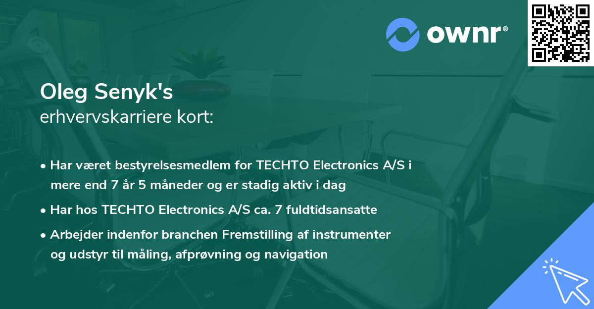 Oleg Senyk's erhvervskarriere kort