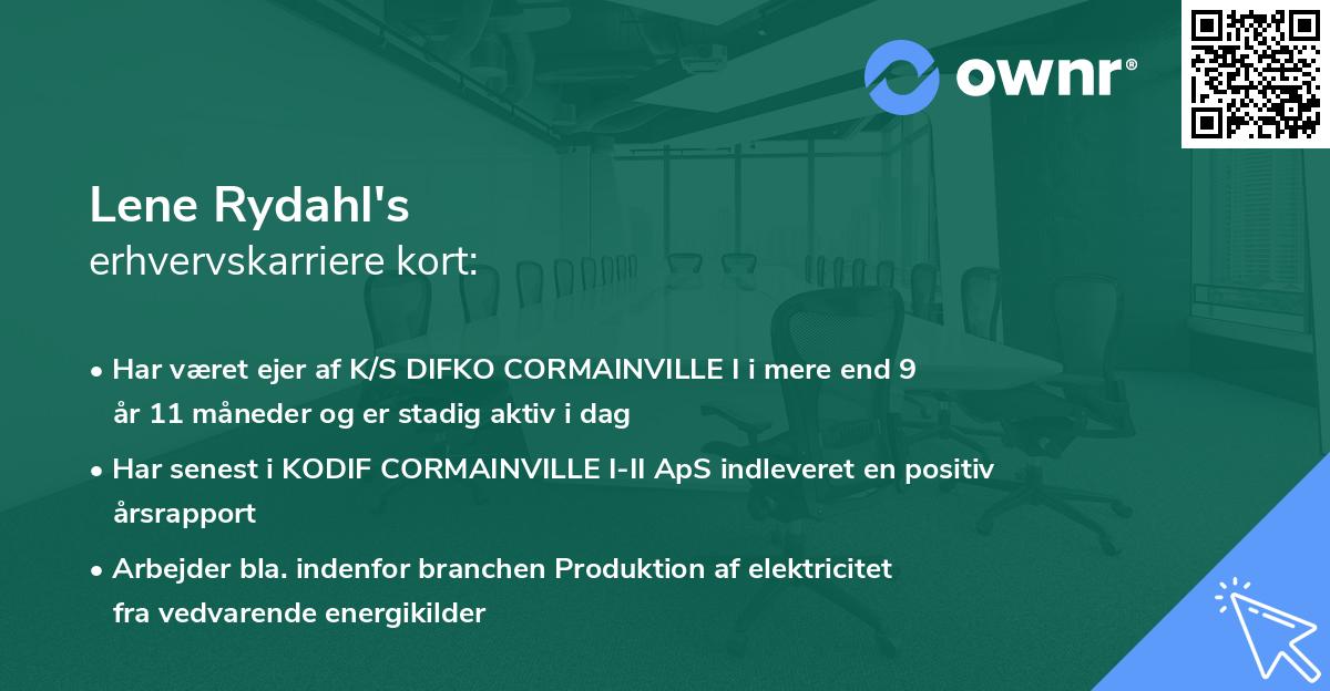 Lene Rydahl's erhvervskarriere kort