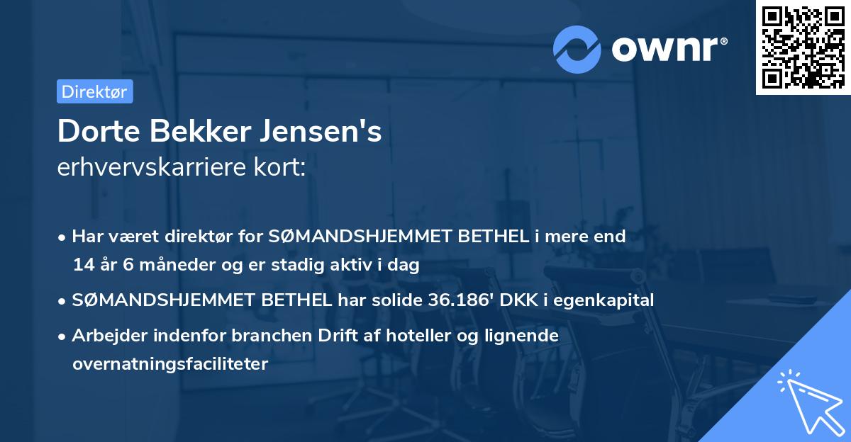 Dorte Bekker Jensen's erhvervskarriere kort