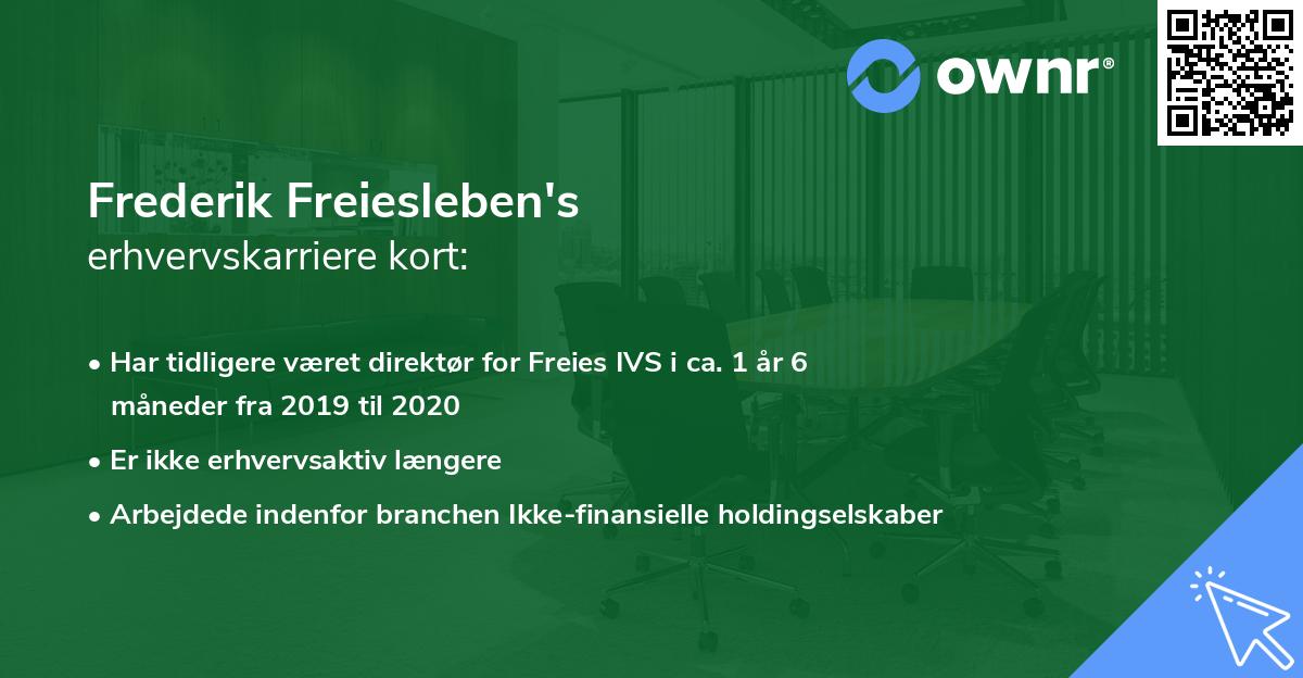 Frederik Freiesleben's erhvervskarriere kort