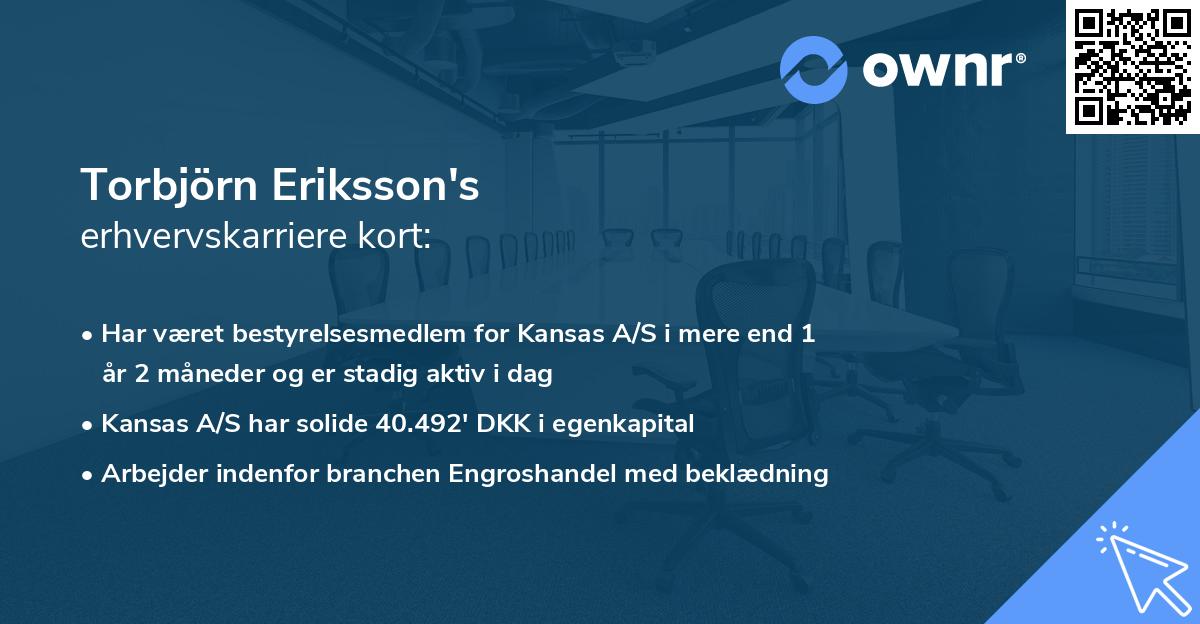 Torbjörn Eriksson's erhvervskarriere kort