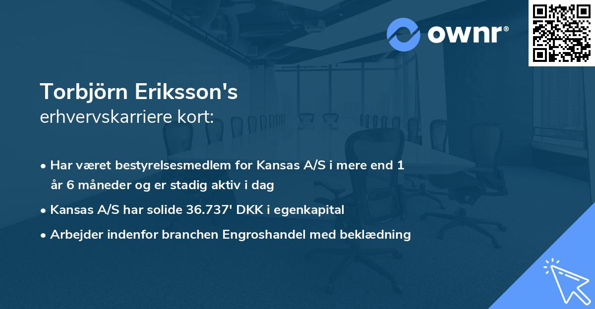 Torbjörn Eriksson's erhvervskarriere kort