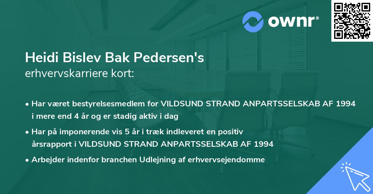 Heidi Bislev Bak Pedersen's erhvervskarriere kort