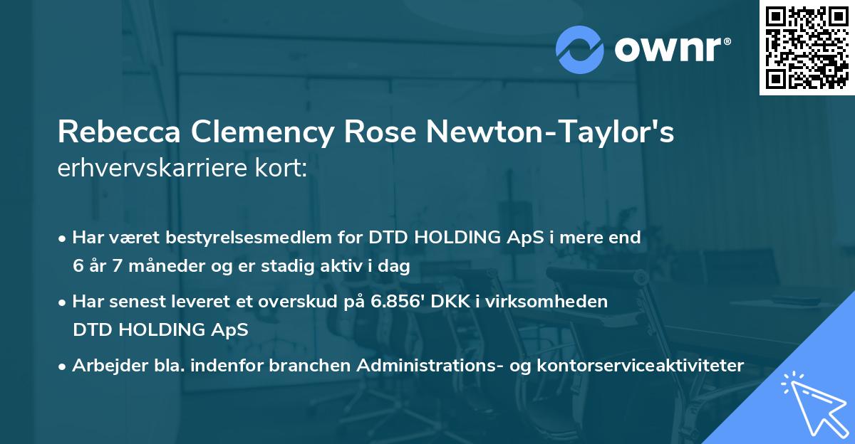 Rebecca Clemency Rose Newton-Taylor's erhvervskarriere kort