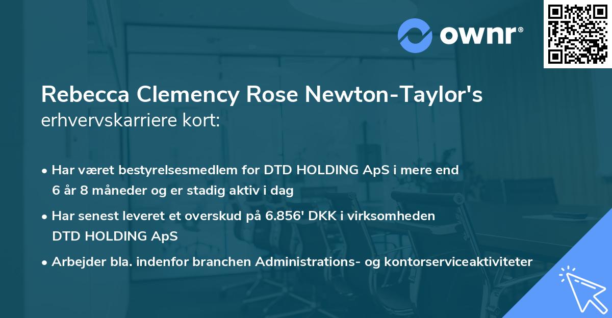 Rebecca Clemency Rose Newton-Taylor's erhvervskarriere kort