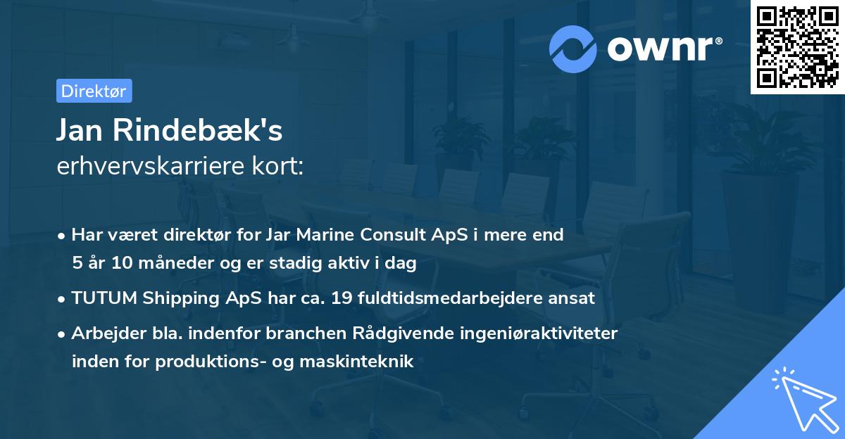 Jan Rindebæk's erhvervskarriere kort