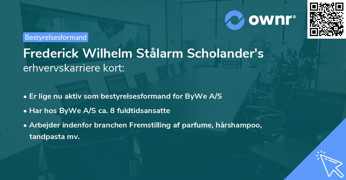 Frederick Wilhelm Stålarm Scholander's erhvervskarriere kort
