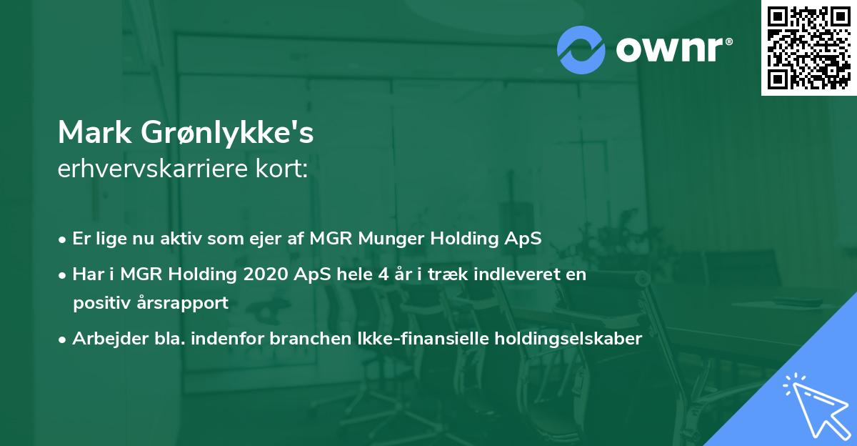 Mark Grønlykke's erhvervskarriere kort