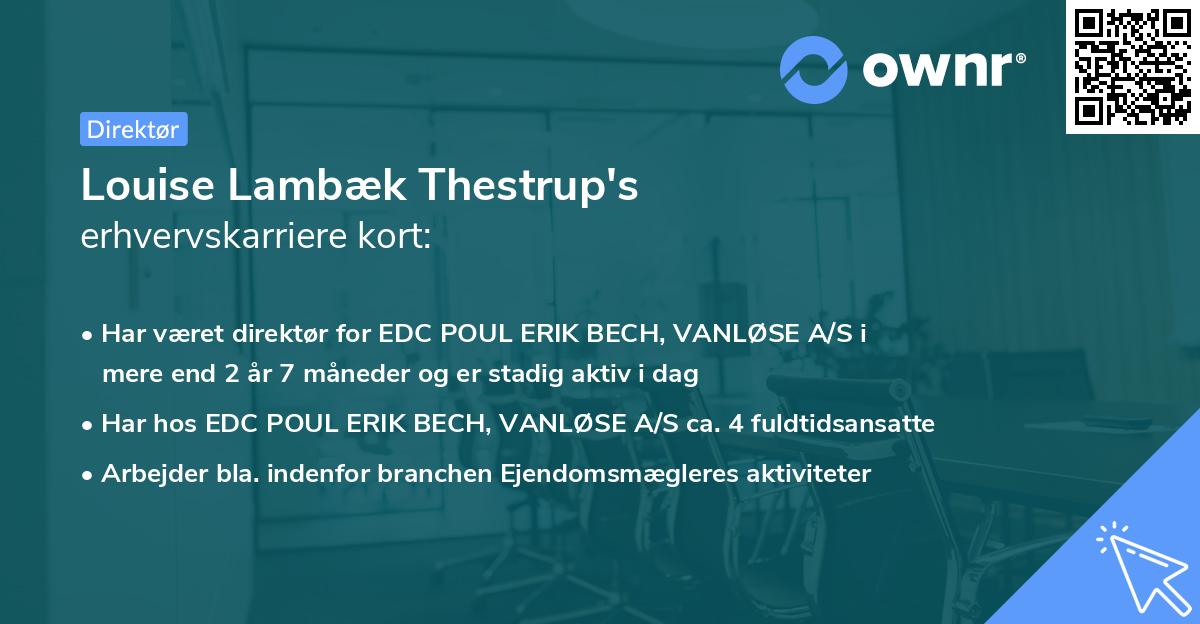 Louise Lambæk Thestrup's erhvervskarriere kort