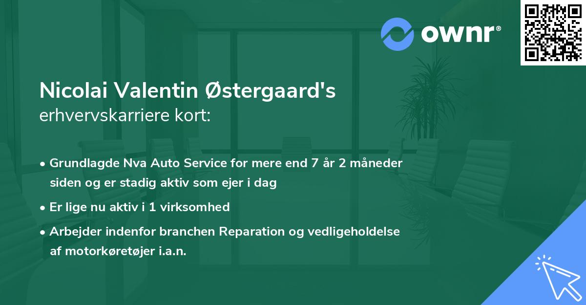 Nicolai Valentin Østergaard's erhvervskarriere kort