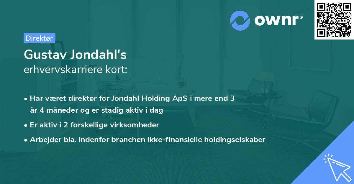 Gustav Jondahl's erhvervskarriere kort