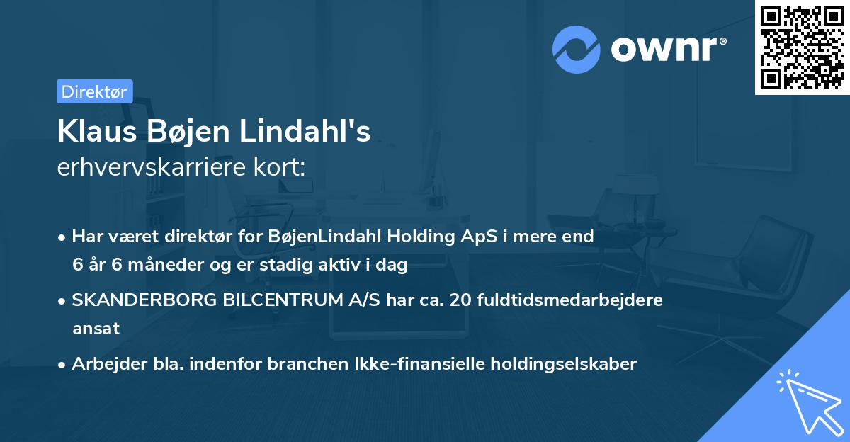Klaus Bøjen Lindahl's erhvervskarriere kort