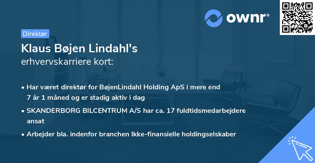 Klaus Bøjen Lindahl's erhvervskarriere kort