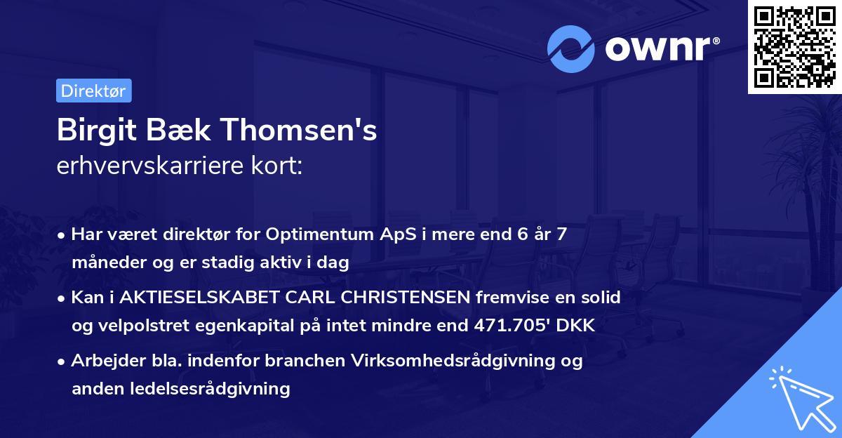 Birgit Bæk Thomsen's erhvervskarriere kort
