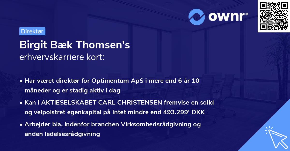 Birgit Bæk Thomsen's erhvervskarriere kort