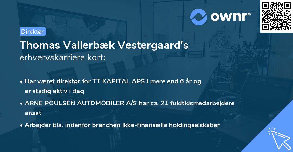 Thomas Vallerbæk Vestergaard's erhvervskarriere kort