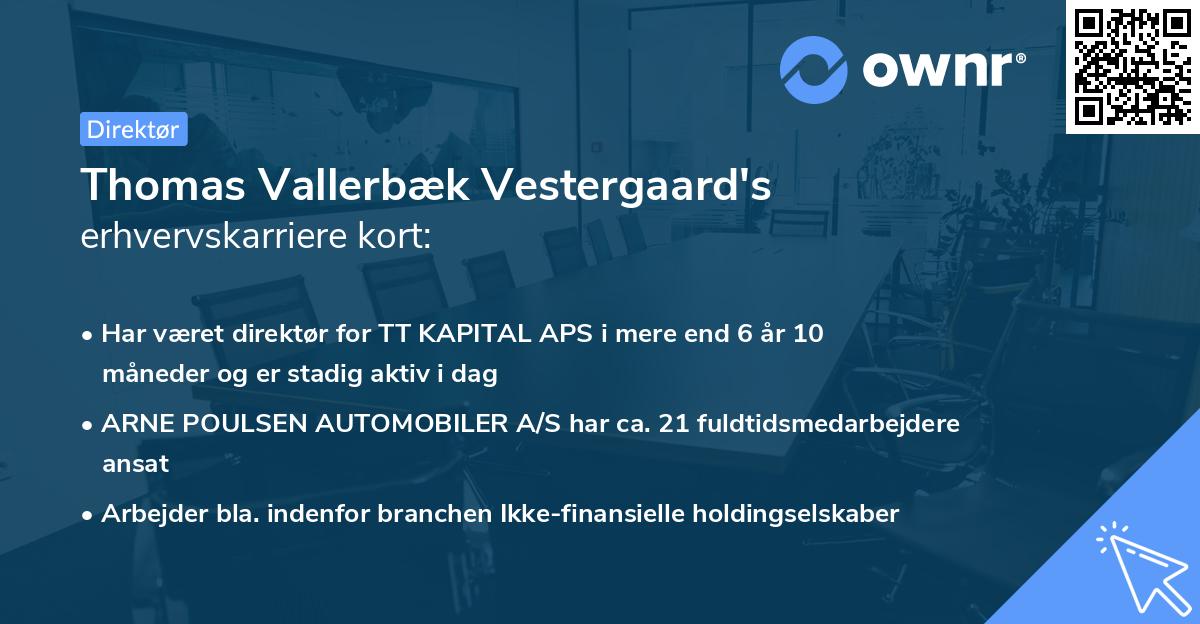 Thomas Vallerbæk Vestergaard's erhvervskarriere kort